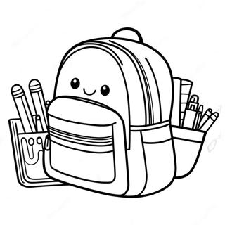 Cute Backpack With School Supplies Coloring Page 1932-1592