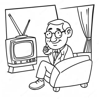 Funny Tv Man Watching A Show Coloring Page 19339-16161