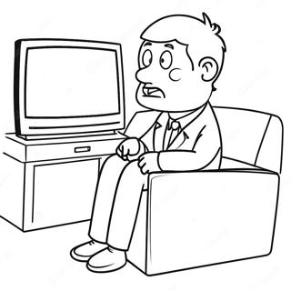 Funny Tv Man Watching A Show Coloring Page 19339-16162