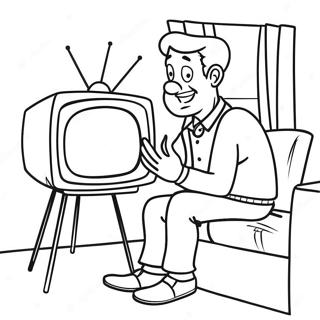 Funny Tv Man Watching A Show Coloring Page 19339-16163