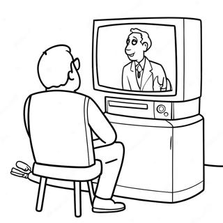 Funny Tv Man Watching A Show Coloring Page 19339-16164