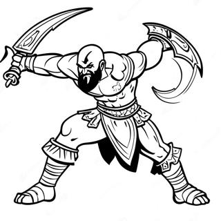 Kratos In Battle Pose Coloring Page 19349-16169