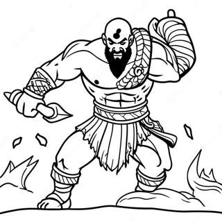 Kratos In Battle Pose Coloring Page 19349-16170