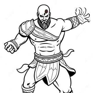 Kratos In Battle Pose Coloring Page 19349-16171