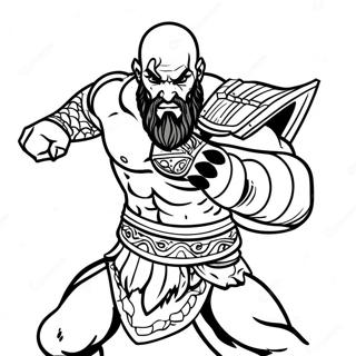 Kratos In Battle Pose Coloring Page 19349-16172