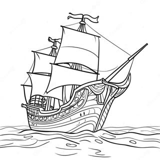 Pirate Ship Buccaneers Coloring Page 19359-16178