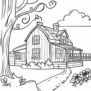 Charming Rustic Farmhouse Coloring Page 19459-16257