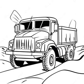 Military Army Truck In Action Coloring Page 19559-18297