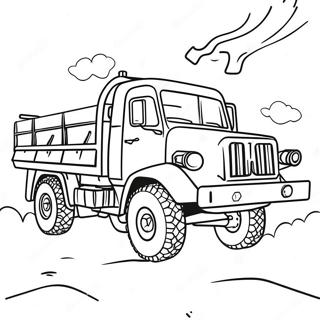 Military Army Truck In Action Coloring Page 19559-18298