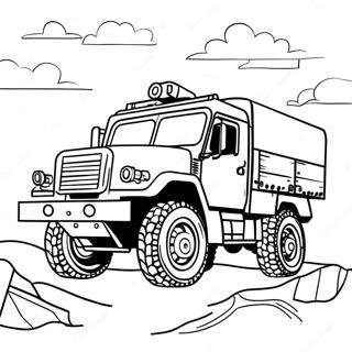 Military Army Truck In Action Coloring Page 19559-18300