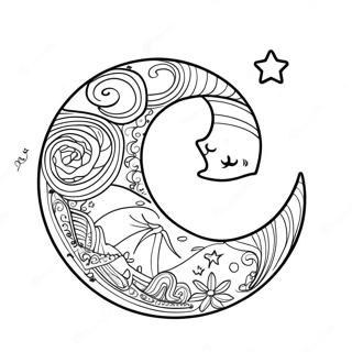 Crescent Moon With Stars Coloring Page 19579-18314