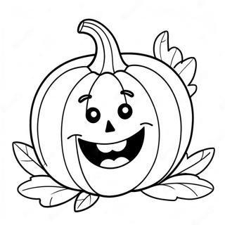 Cute Smiling Pumpkin Coloring Page 19619-18346