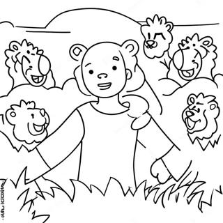 Brave Daniel Surrounded By Lions Coloring Page 19649-18369