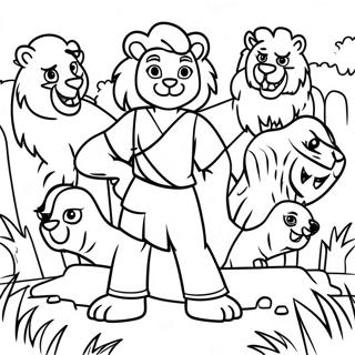 Brave Daniel Surrounded By Lions Coloring Page 19649-18370