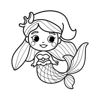 Festive Mermaid With Santa Hat Coloring Page 19659-18377