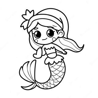 Festive Mermaid With Santa Hat Coloring Page 19659-18378