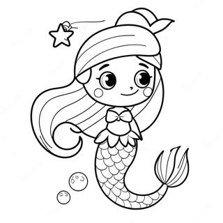 Festive Mermaid With Santa Hat Coloring Page 19659-18379