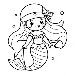 Festive Mermaid With Santa Hat Coloring Page 19659-18380