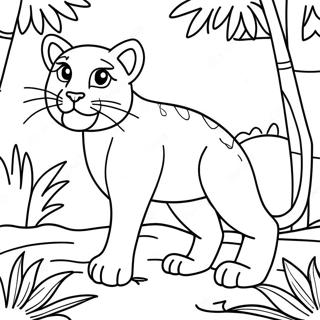 Playful Puma In The Jungle Coloring Page 19679-18394