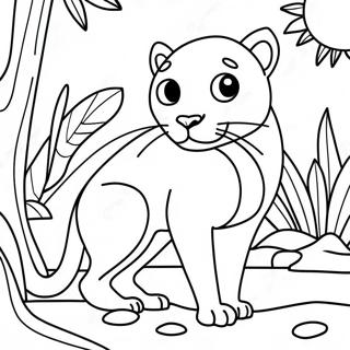 Playful Puma In The Jungle Coloring Page 19679-18395