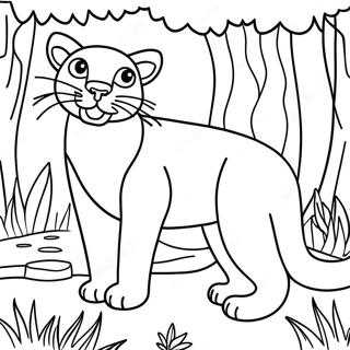 Playful Puma In The Jungle Coloring Page 19679-18396