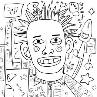 Colorful Basquiat Artwork Coloring Page 19689-18403