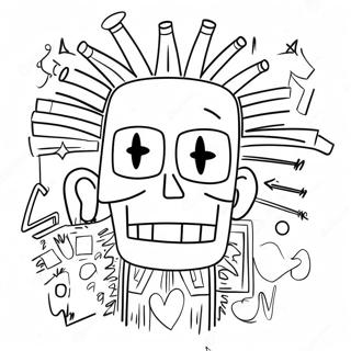 Colorful Basquiat Artwork Coloring Page 19689-18404