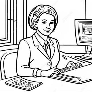 Busy Bank Teller Coloring Page 19699-18409