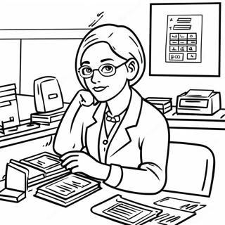 Busy Bank Teller Coloring Page 19699-18410