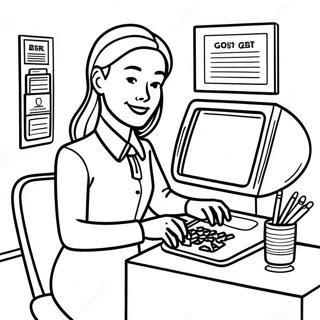 Busy Bank Teller Coloring Page 19699-18412