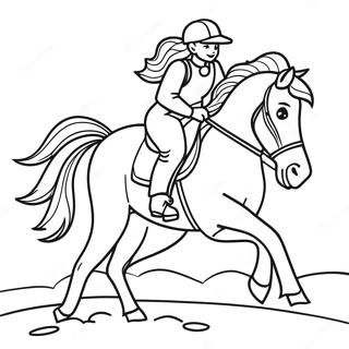 Galloping Girl On Horse Coloring Page 19719-18426