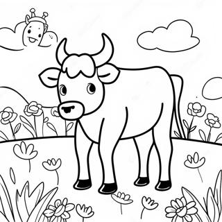 Ferdinand The Bull In A Flower Field Coloring Page 19759-18457