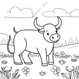 Ferdinand The Bull In A Flower Field Coloring Page 19759-18458