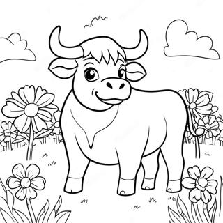 Ferdinand The Bull In A Flower Field Coloring Page 19759-18459