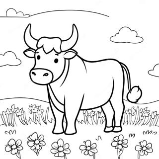 Ferdinand The Bull In A Flower Field Coloring Page 19759-18460