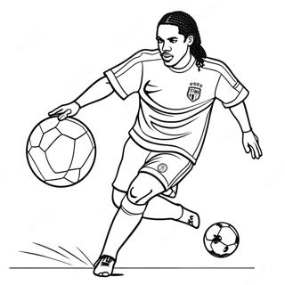 Ronaldinho Dribbling A Soccer Ball Coloring Page 19769-18468