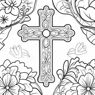 Beautiful Communion Cross Coloring Page 19779-18473