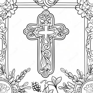 Beautiful Communion Cross Coloring Page 19779-18475