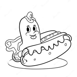 Cute Cartoon Hot Dog Coloring Page 19819-18505