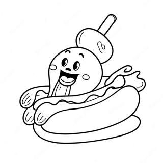 Cute Cartoon Hot Dog Coloring Page 19819-18506