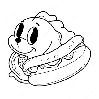 Cute Cartoon Hot Dog Coloring Page 19819-18507