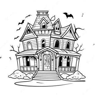 Haunted House Spooky Halloween Coloring Pages