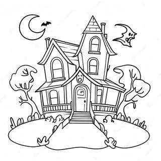 Haunted House Spooky Halloween Coloring Page 19828-18510