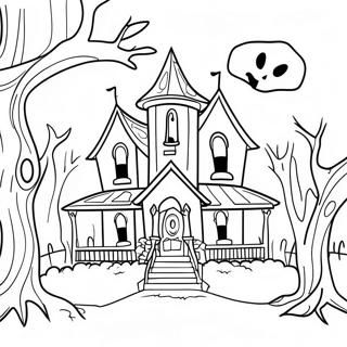 Haunted House Spooky Halloween Coloring Page 19828-18511