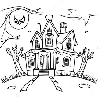 Haunted House Spooky Halloween Coloring Page 19828-18512