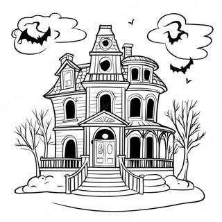 Creepy Haunted Mansion Coloring Page 19829-18513