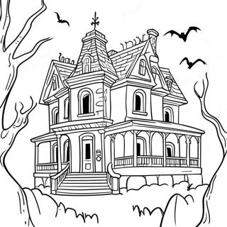 Creepy Haunted Mansion Coloring Page 19829-18515