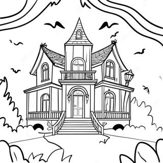 Creepy Haunted Mansion Coloring Page 19829-18516