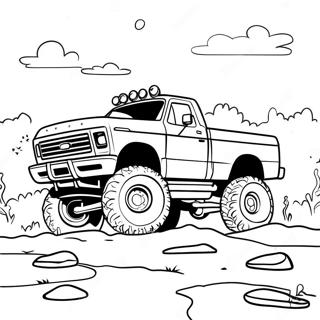 Lifted Ford Truck In Muddy Terrain Coloring Page 19909-18580