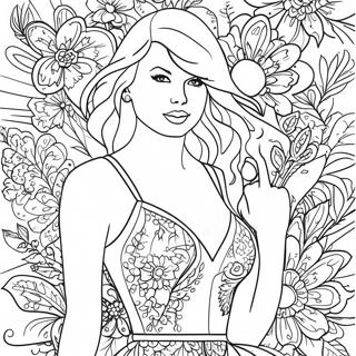 Taylor Swift In A Stunning Red Dress Coloring Page 19929-18595